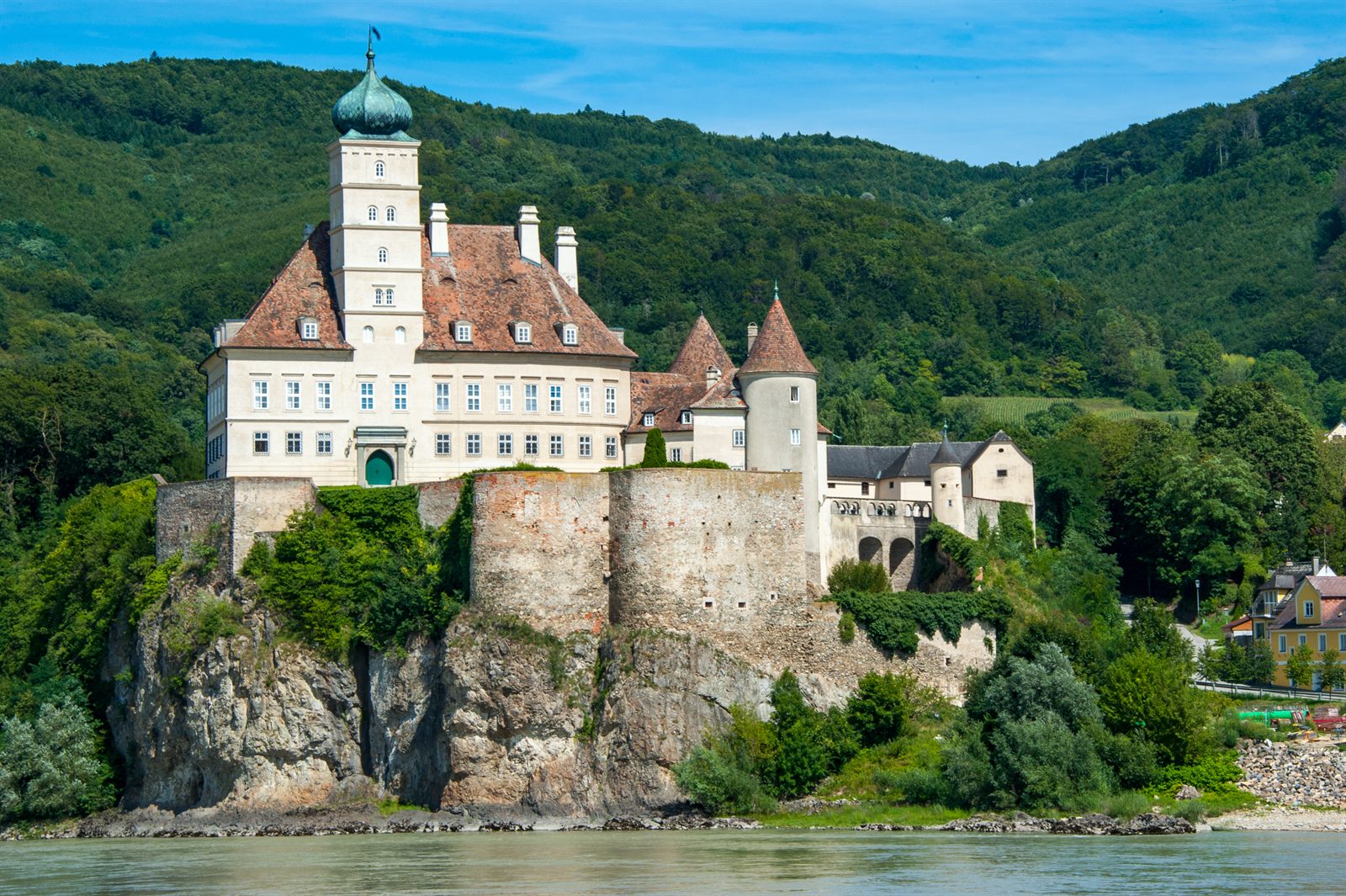 Schönbühel Castle on a rock above the Danube in Austria, a sight on many family river cruises